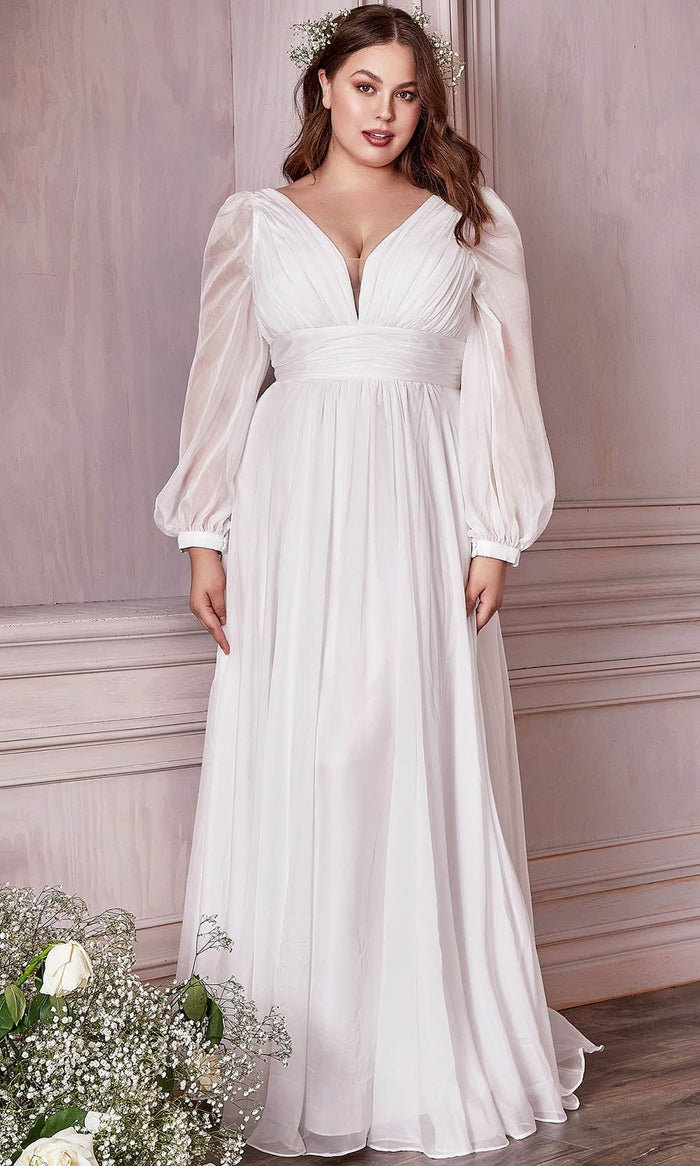 Cinderella Divine Bridal CD0192W - V-neck Bridal Gown Special Occasion Dress XXS / Off White