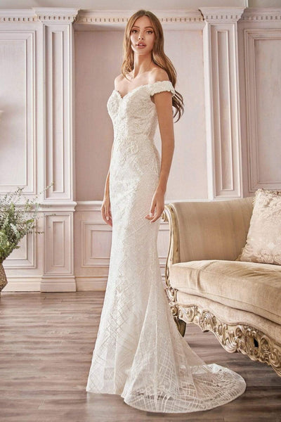 LaDivine A1038W Off-The-Shoulder Plunging Neck Bridal Dress 