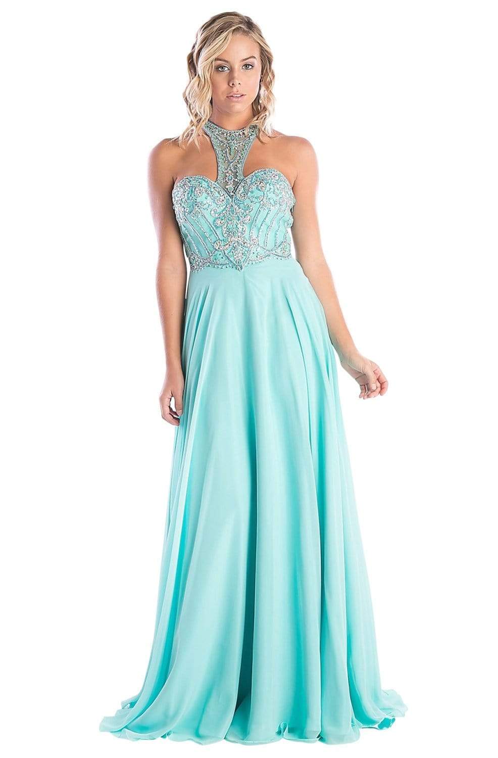 Cinderella Divine - C231 Beaded Halter A-Line Dress – Couture Candy