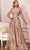 Cinderella Divine CD233 - Long Sleeve V-neck Gown Evening Dresses 2 / Rose Gold