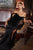 Cinderella Divine - CD956 Off shoulder Wavy Velvet Gown Special Occasion Dress 2 / Black