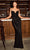 Cinderella Divine - CH180 Sequined V Neck Sheath Dress With Slit Evening Dresses XXS / Black