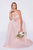 Cinderella Divine - CJ228 High Halter Lace Bodice A-Line Evening Gown Special Occasion Dress 2 / Blush