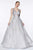 Cinderella Divine - CJ256 V-Neck Glitter Print A-Line Prom Gown Prom Dresses 2 / Silver