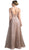 Cinderella Divine - CJ256 V-Neck Glitter Print A-Line Prom Gown Prom Dresses