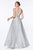 Cinderella Divine - CJ256 V-Neck Glitter Print A-Line Prom Gown Prom Dresses