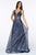 Cinderella Divine - CJ256 V-Neck Glitter Print A-Line Prom Gown Prom Dresses