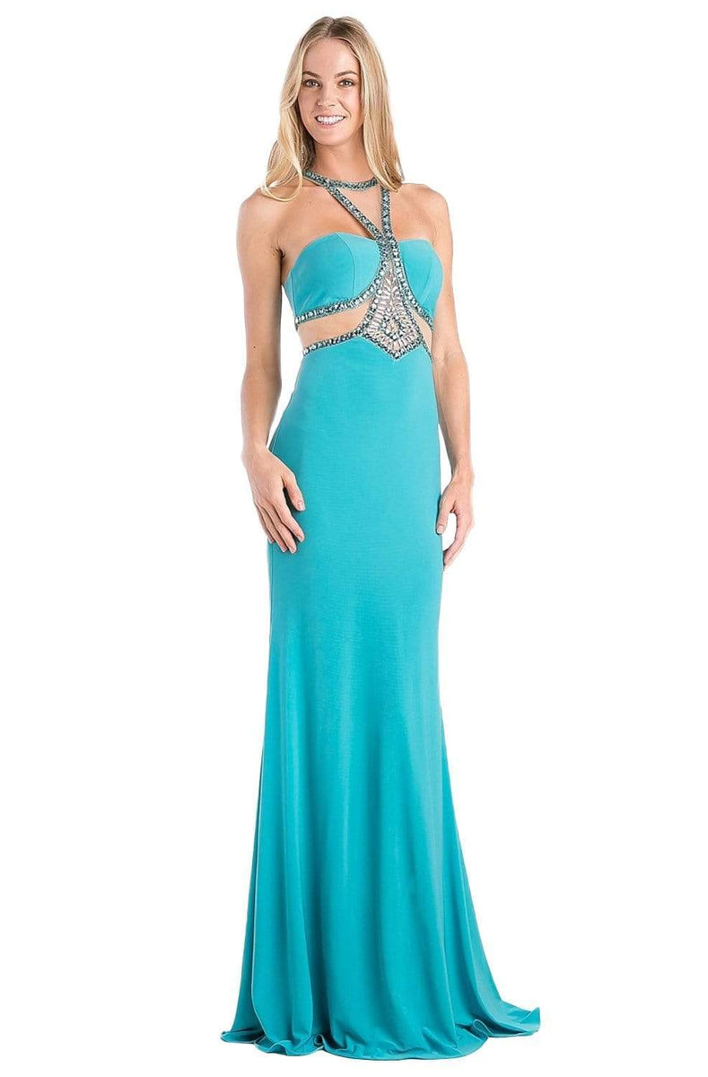 Cinderella Divine Cp812 Jeweled Sheer Midriff Sheath Gown Couture Candy