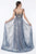 Cinderella Divine - CS030 Beaded Illusion Neckline Evening Dress with Overskirt - 1 pc Navy/Nude in Size 6 Available CCSALE