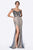 Cinderella Divine - CS030 Beaded Illusion Neckline Evening Dress with Overskirt - 1 pc Navy/Nude in Size 6 Available CCSALE