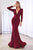 Cinderella Divine - Deep V-Neck Ruched Long Gown CD0168 - 1 pc Emerald In Size XL Available CCSALE S / Burgundy