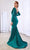 Cinderella Divine - Deep V-Neck Ruched Long Gown CD0168 - 2 pc Emerald In Size S and M Available CCSALE