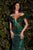 Cinderella Divine - Feathered Trumpet Evening Gown J824 CCSALE 20 / Emerald