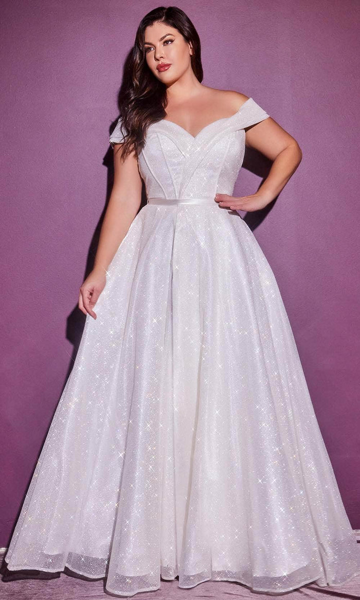 Cinderella Divine - Glitter A-Line Bridal Gown CD214W - 1 pc Off White In Size 16 Available CCSALE 16 / Off White