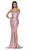 Cinderella Divine - KV1036 Strapless High Slit Metallic Long Gown - 1 pc Purple In Size 12 Available CCSALE 12 / Purple