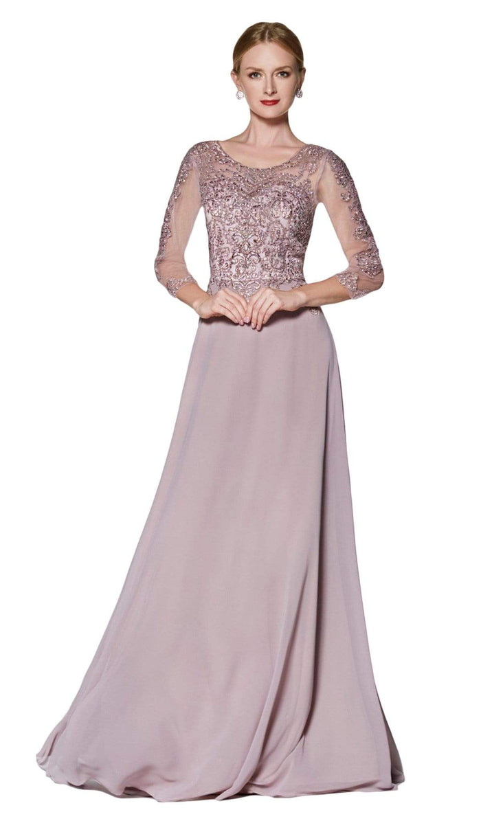 Cinderella Divine - Lace Appliqued Bodice Flowy A-Line Chiffon Gown CD0129 - 2 pcs Mocha in Sizes L and 2X Available CCSALE 2X / Mocha