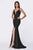 Cinderella Divine - Lace Scalloped Deep V-neck Trumpet Dress CF319 CCSALE M / Black