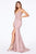 Cinderella Divine - Lace Scalloped Deep V-neck Trumpet Dress CF319 CCSALE M / Dusty Rose