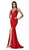 Cinderella Divine - Lace Scalloped Deep V-neck Trumpet Dress CF319 CCSALE XS / Red