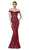 Cinderella Divine - Off Shoulder Beaded Lace Appliqued Gown AM122 - 1 pc Silver In Size 4 and 1 Pc Burgundy in Size 4 Available CCSALE 4 / Burgundy