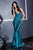 Cinderella Divine - Ruched Satin Evening Gown CH236 - 1 pc Peacock In Size M Available CCSALE M / Peacock