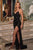 Cinderella Divine - Sequined Plunging V-neck Sheath Dress CH225 CCSALE XL / Black