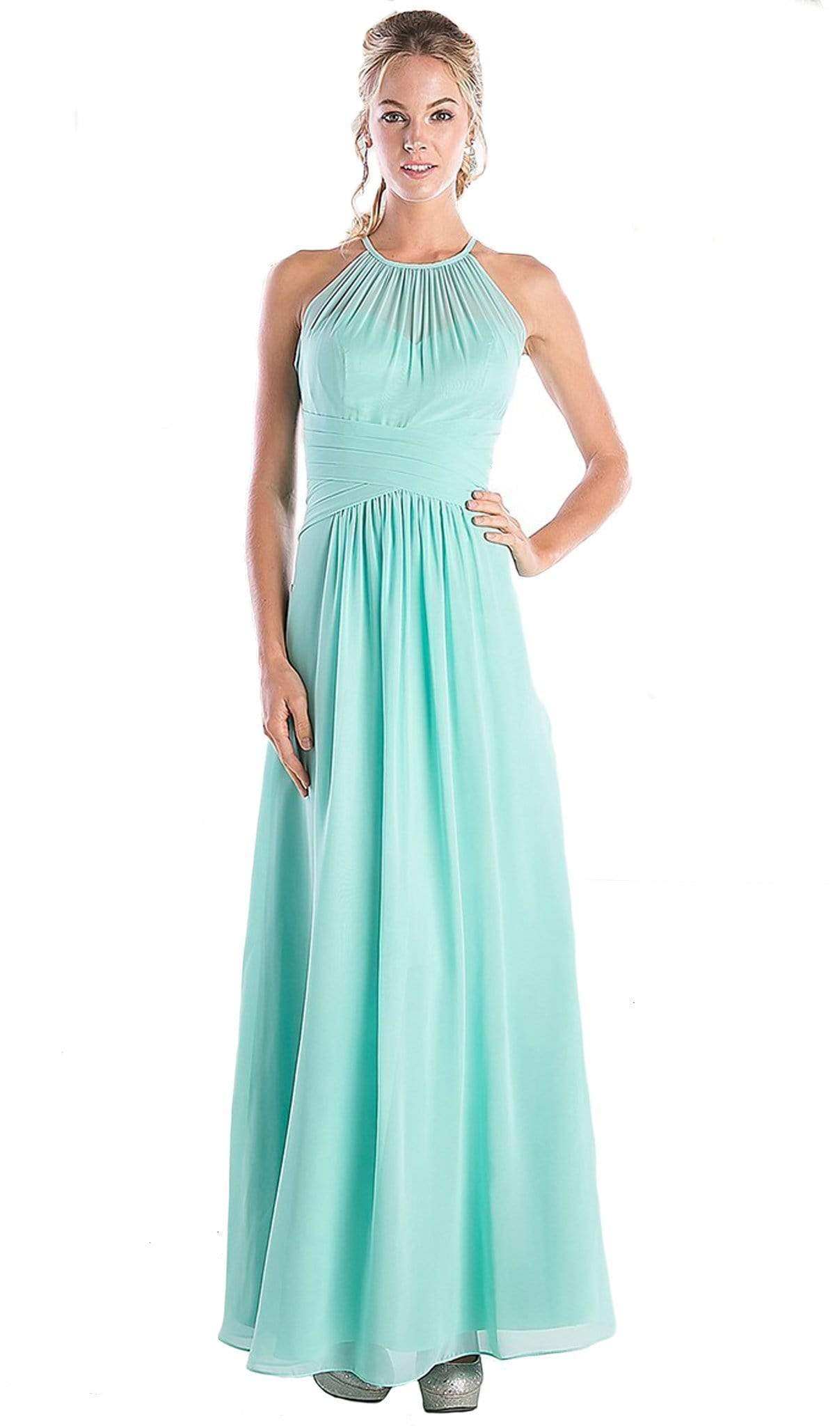 Cinderella Divine - Sleeveless Ruched Halter A-line Dress – Couture Candy