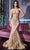 Cinderella Divine - V-Neck Glitter Lace Evening Gown J810 - 1 pc Rose Gold In Size 8 Available CCSALE 8 / Rose Gold