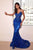 Cinderella Divine - V-Neck Glitter Lace Evening Gown J810 CCSALE 8 / Royal