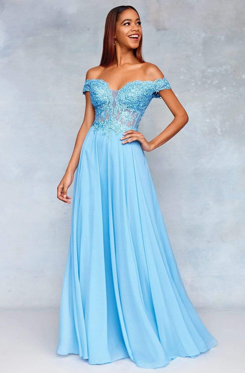 Clarisse - 3774 Lace Appliqued Corset Lace-Up Back Chiffon Prom Gown –  Couture Candy