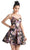 Clarisse - 3924 Floral Sweetheart A-Line Cocktail Dress Special Occasion Dress 0 / Black/Purple