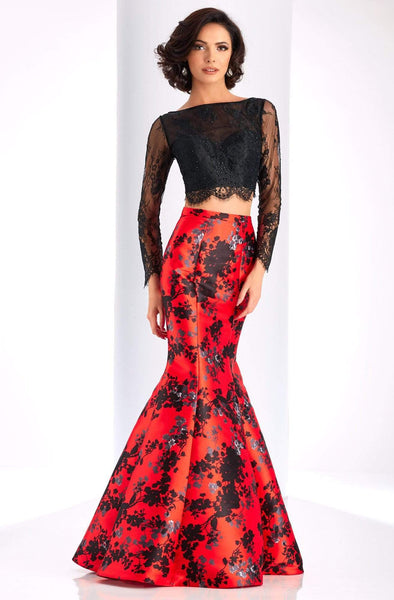Clarisse - 3538 Deep V-Neck Floral Mikado Evening Gown – Couture Candy