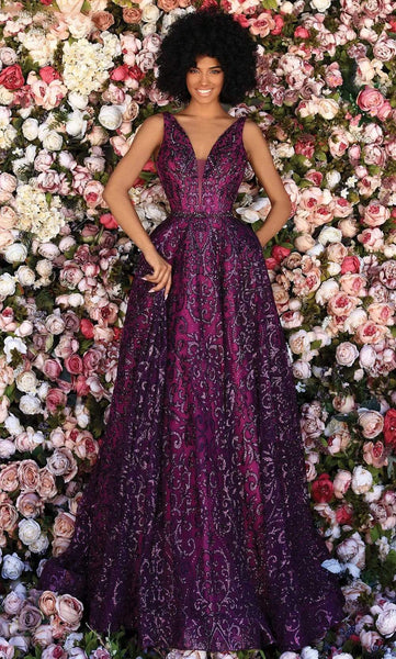 Plum coloured prom fashion dresses