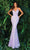 Clarisse - 810103 Patterned Detail Sequined Long Gown Prom Dresses 0 / Iridescent Lilac