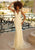 Clarisse - 810234 Embellished Bare Back Sheath Gown Prom Dresses 00 / Ivory/Lemon