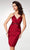 Clarisse - Knee Length Pleat-Ornate Beaded Dress M6562 - 1 pc Wine In Size 6 Available CCSALE 6 / Wine