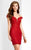 Clarisse - Plunging Off-Shoulder Lace Short Dress 4801 - 2 pc Red In Size 0 and 6 Available CCSALE 6 / Red