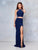 Clarisse - Two-Piece Jersey High Slit Evening Gown 3761 - 1 pc Navy In Size 00 Available CCSALE 00 / Navy