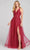 Colette for Mon Cheri CL12120 - V-Neck Lace Appliqued Prom Gown Prom Dresses 00 / Berry