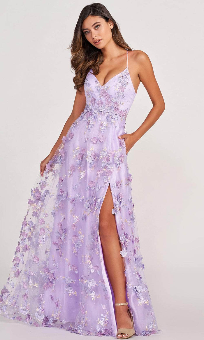 Colette for Mon Cheri CL2056 - Floral A line Prom Dress Prom Dresses 00 / Lav/Multi