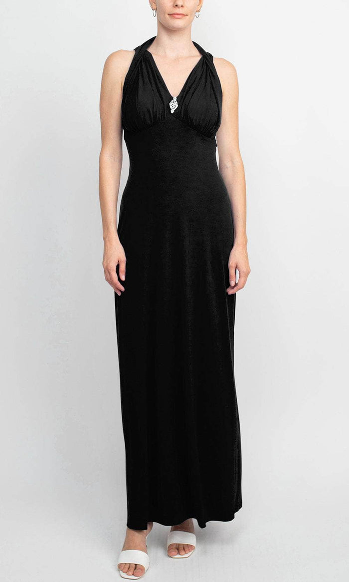 Connected Apparel T1312988M1 - Cross Neck Evening Dress Evening Dresses 4 / Black