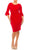 Connected Apparel T1317971 - Scoop Faux Wrap Cocktail Dress Special Occasion Dress 0 / Red