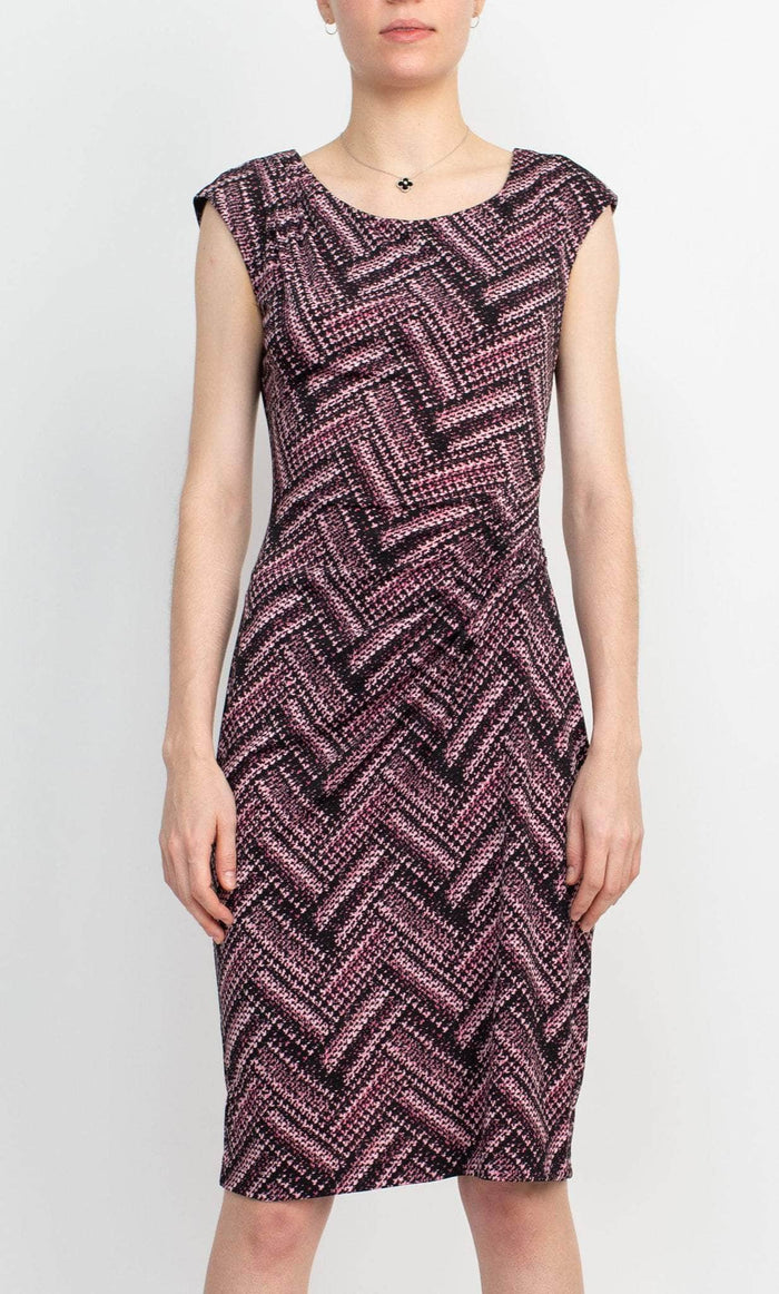 Connected Apparel TBD00676M1 - Cap Sleeve Multi Printed Cocktail Dress Cocktail Dresses 10 / Mauve