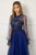 Cristallini - Knee Length Sequin Appliqued High Neck Dress SKA1026 - 1 pc Royal Blue In Size 3XL Available CCSALE 3XL / Royal Blue