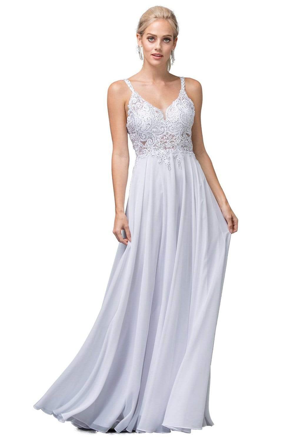Dancing Queen - 142 Embellished V-Neck A-Line Wedding Gown – Couture Candy