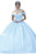 Dancing Queen - 1527 Beaded Floral Appliqued Off Shoulder Ballgown Quinceanera Dresses XS / Bahama Blue