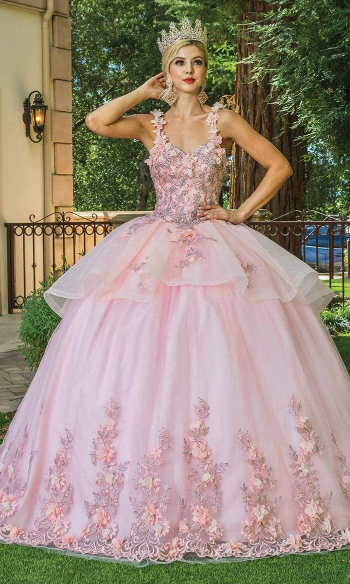 Dancing Queen - 1583 Floral Scoop Back Ballgown Quinceanera Dresses