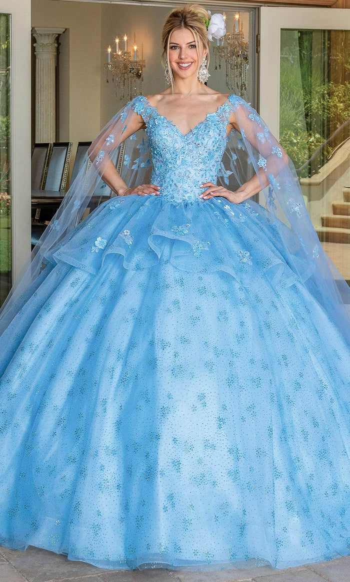 Dancing Queen 1702 - Peplum Quinceanera Ballgown Ball Gowns XS / Bahama Blue