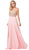 Dancing Queen - 2513 Beaded Embellished Illusion Bodice Chiffon Gown Prom Dresses XS / Blush