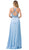 Dancing Queen - 2527 Beaded Crisscrossed Back High Slit Gown Prom Dresses